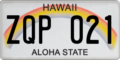HI license plate ZQP021