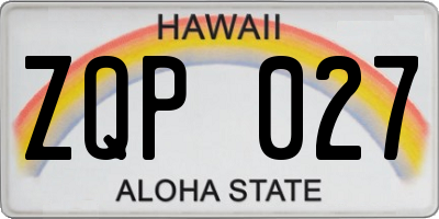 HI license plate ZQP027