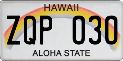 HI license plate ZQP030
