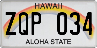 HI license plate ZQP034
