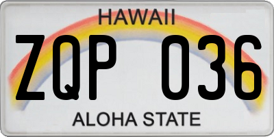 HI license plate ZQP036