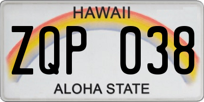 HI license plate ZQP038