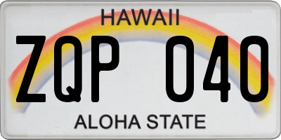 HI license plate ZQP040