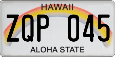 HI license plate ZQP045