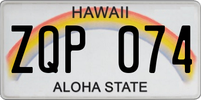 HI license plate ZQP074