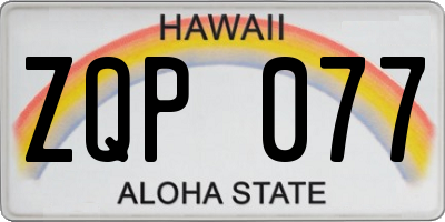 HI license plate ZQP077
