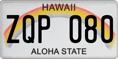 HI license plate ZQP080