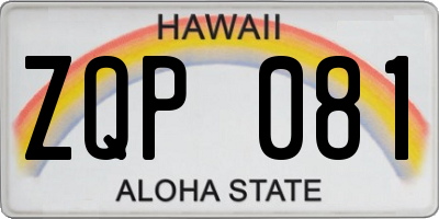 HI license plate ZQP081