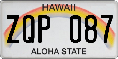 HI license plate ZQP087