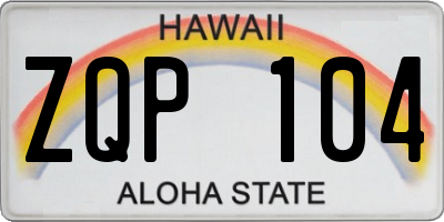 HI license plate ZQP104