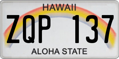 HI license plate ZQP137