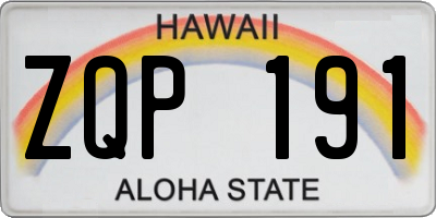 HI license plate ZQP191