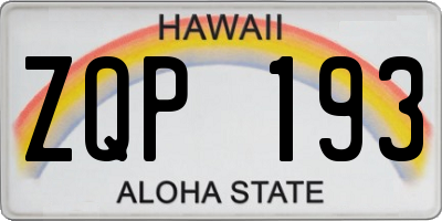 HI license plate ZQP193