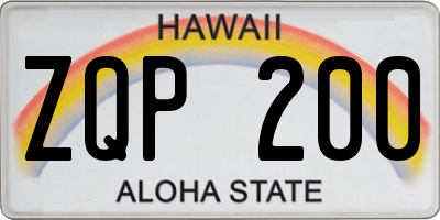 HI license plate ZQP200