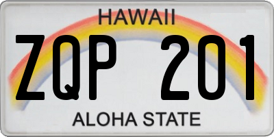 HI license plate ZQP201