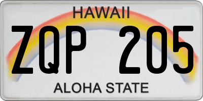 HI license plate ZQP205