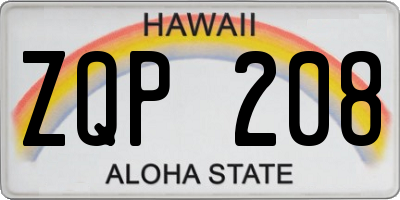 HI license plate ZQP208