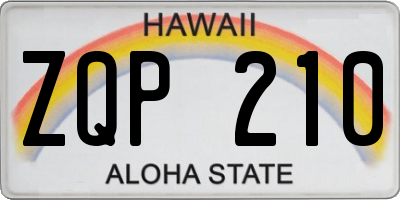 HI license plate ZQP210