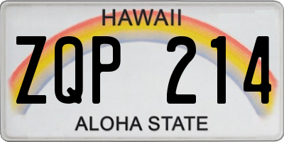 HI license plate ZQP214