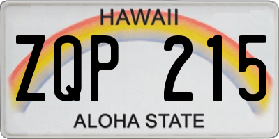 HI license plate ZQP215
