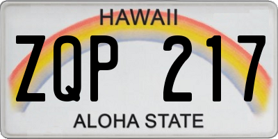 HI license plate ZQP217