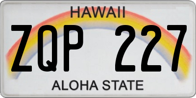HI license plate ZQP227