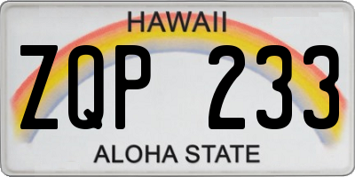HI license plate ZQP233