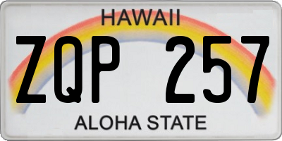 HI license plate ZQP257