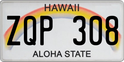 HI license plate ZQP308