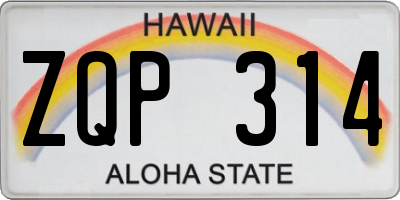 HI license plate ZQP314