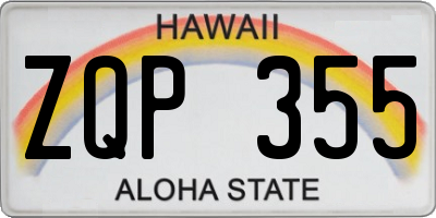 HI license plate ZQP355