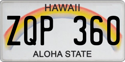 HI license plate ZQP360