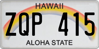 HI license plate ZQP415