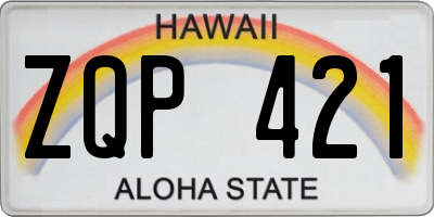 HI license plate ZQP421