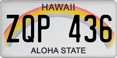 HI license plate ZQP436