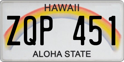 HI license plate ZQP451