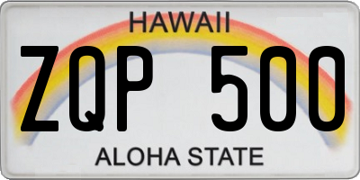 HI license plate ZQP500