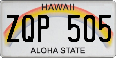 HI license plate ZQP505