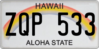 HI license plate ZQP533