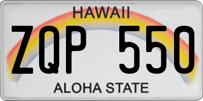 HI license plate ZQP550