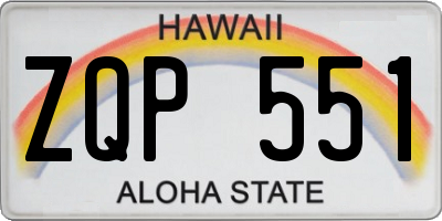 HI license plate ZQP551