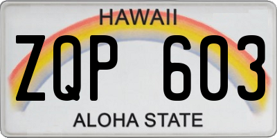 HI license plate ZQP603