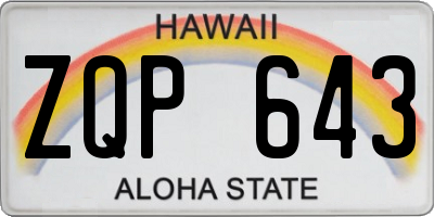 HI license plate ZQP643