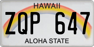 HI license plate ZQP647