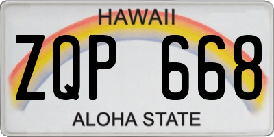HI license plate ZQP668