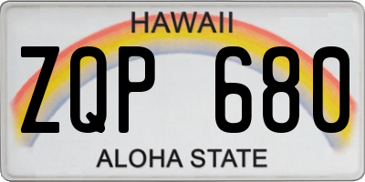 HI license plate ZQP680