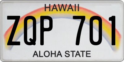 HI license plate ZQP701