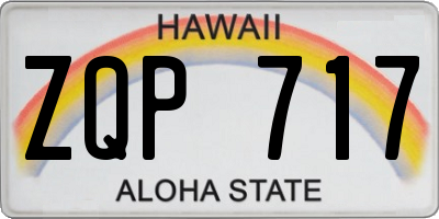 HI license plate ZQP717