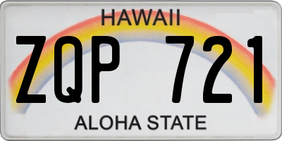 HI license plate ZQP721