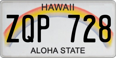 HI license plate ZQP728